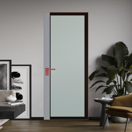 Межкомнатная дверь ProfilDoors 6 AGK цвет Мателюкс черный прокрас вставка Смоки кромка Красный антрацит