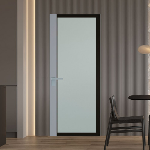 Межкомнатная дверь ProfilDoors 6 AGK цвет Мателюкс черный прокрас вставка Смоки кромка Матовая
