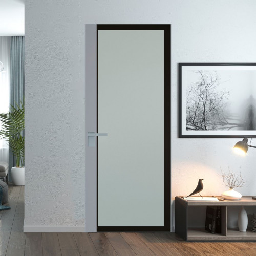 Межкомнатная дверь ProfilDoors 6 AGK цвет Мателюкс черный прокрас вставка Смоки кромка Серебро