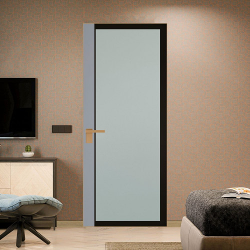Межкомнатная дверь ProfilDoors 6 AGK цвет Мателюкс черный прокрас вставка Смоки кромка Золото