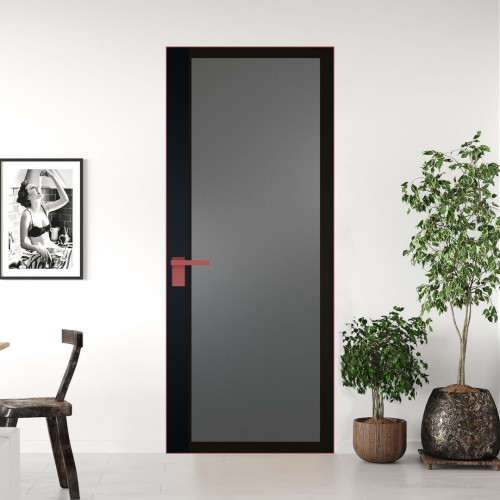 Межкомнатная дверь ProfilDoors 6 AGK цвет Мателюкс графит черный прокрас вставка Блэк кромка Красный антрацит