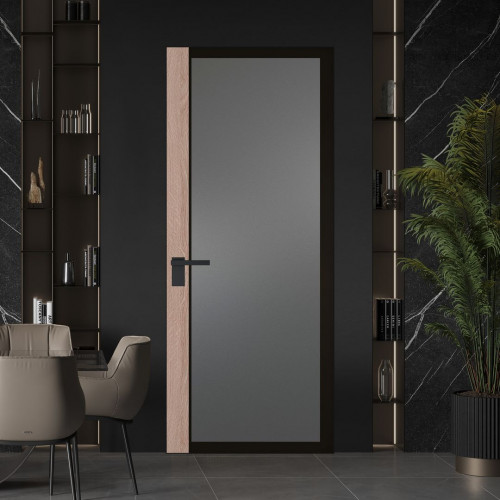 Межкомнатная дверь ProfilDoors 6 AGK цвет Мателюкс графит черный прокрас вставка Дуб Сонома кромка Черный матовый
