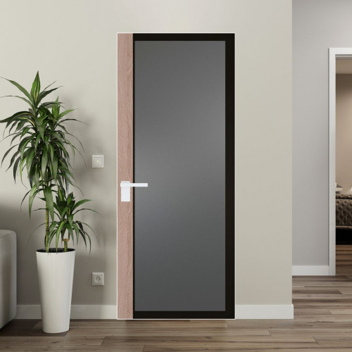 Межкомнатная дверь ProfilDoors 6 AGK цвет Мателюкс графит черный прокрас вставка Дуб Сонома кромка Вайт