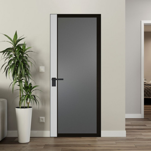 Межкомнатная дверь ProfilDoors 6 AGK цвет Мателюкс графит черный прокрас вставка Крем Вайт кромка Черный матовый