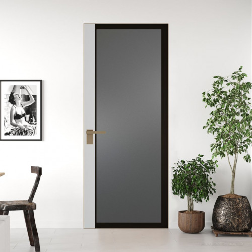 Межкомнатная дверь ProfilDoors 6 AGK цвет Мателюкс графит черный прокрас вставка Крем Вайт кромка Шампань