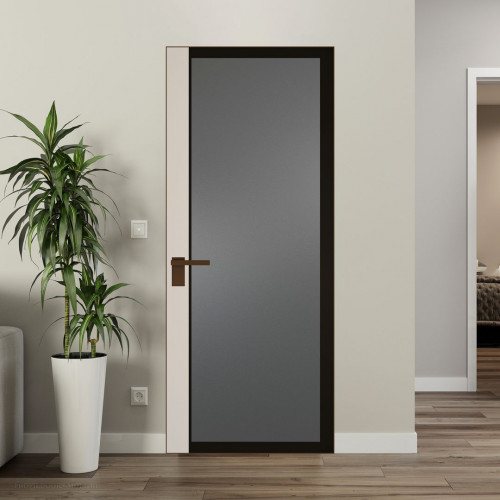 Межкомнатная дверь ProfilDoors 6 AGK цвет Мателюкс графит черный прокрас вставка Кремовая Магнолия кромка Деорэ