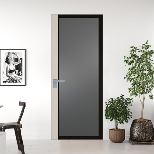 Межкомнатная дверь ProfilDoors 6 AGK цвет Мателюкс графит черный прокрас вставка Кремовая Магнолия кромка Матовая