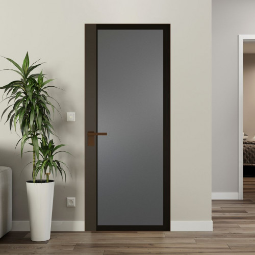 Межкомнатная дверь ProfilDoors 6 AGK цвет Мателюкс графит черный прокрас вставка Перламутр бронза кромка Деорэ