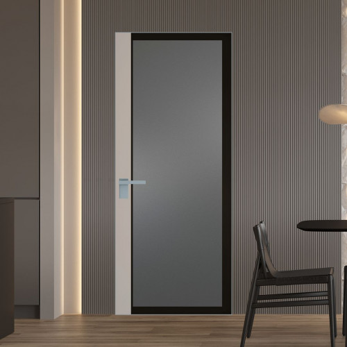 Межкомнатная дверь ProfilDoors 6 AGK цвет Мателюкс графит черный прокрас вставка Сэнд кромка Матовая
