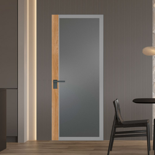 Межкомнатная дверь ProfilDoors 6 AGK цвет Мателюкс графит серый прокрас вставка Дуб Карамель кромка Серая ночь