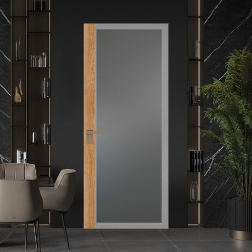 Межкомнатная дверь ProfilDoors 6 AGK цвет Мателюкс графит серый прокрас вставка Дуб Карамель кромка Шампань