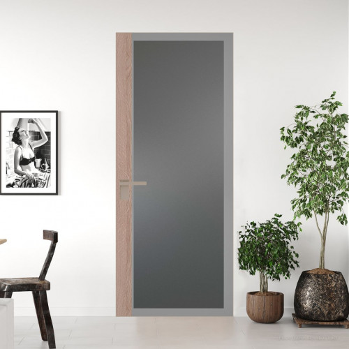 Межкомнатная дверь ProfilDoors 6 AGK цвет Мателюкс графит серый прокрас вставка Дуб Сонома кромка Никель матовый