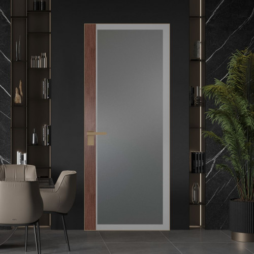 Межкомнатная дверь ProfilDoors 6 AGK цвет Мателюкс графит серый прокрас вставка Дуб Тобакко кромка Шампань