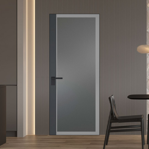Межкомнатная дверь ProfilDoors 6 AGK цвет Мателюкс графит серый прокрас вставка Графит кромка Черный матовый