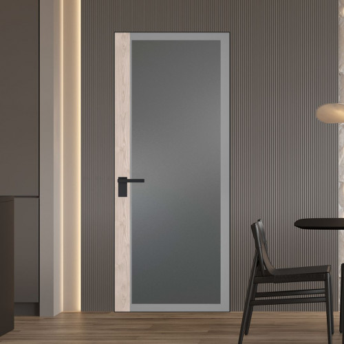 Межкомнатная дверь ProfilDoors 6 AGK цвет Мателюкс графит серый прокрас вставка Каштан светлый кромка Черный матовый