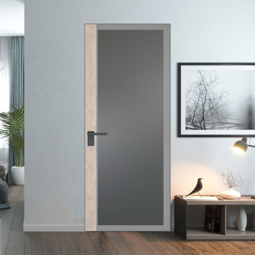 Межкомнатная дверь ProfilDoors 6 AGK цвет Мателюкс графит серый прокрас вставка Каштан светлый кромка Серая ночь