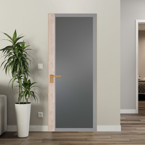Межкомнатная дверь ProfilDoors 6 AGK цвет Мателюкс графит серый прокрас вставка Каштан светлый кромка Золото