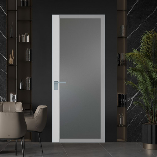 Межкомнатная дверь ProfilDoors 6 AGK цвет Мателюкс графит серый прокрас вставка Крем Вайт кромка Серебро