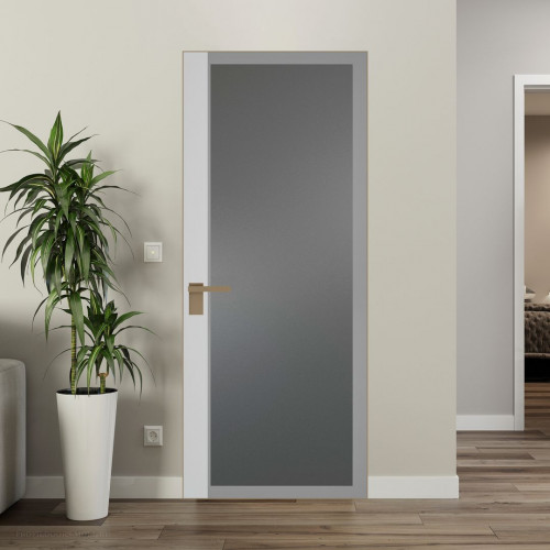 Межкомнатная дверь ProfilDoors 6 AGK цвет Мателюкс графит серый прокрас вставка Крем Вайт кромка Шампань
