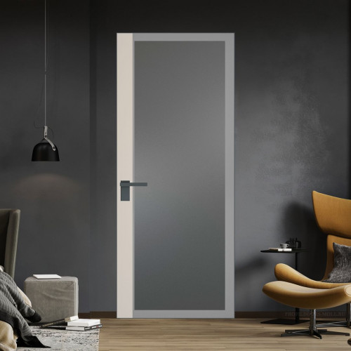 Межкомнатная дверь ProfilDoors 6 AGK цвет Мателюкс графит серый прокрас вставка Кремовая Магнолия кромка Серая ночь