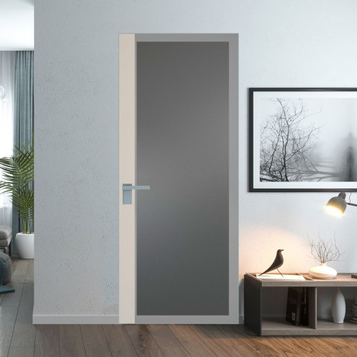 Межкомнатная дверь ProfilDoors 6 AGK цвет Мателюкс графит серый прокрас вставка Кремовая Магнолия кромка Серебро