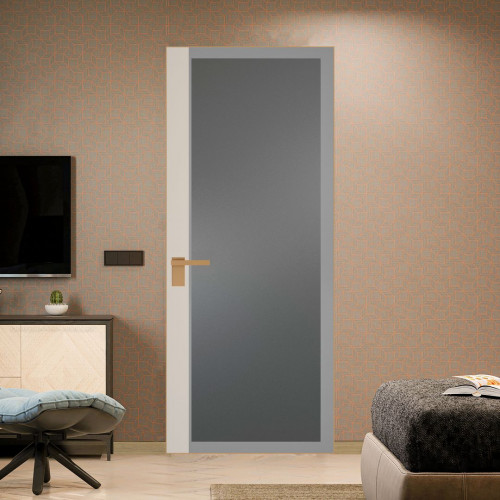 Межкомнатная дверь ProfilDoors 6 AGK цвет Мателюкс графит серый прокрас вставка Кремовая Магнолия кромка Золото