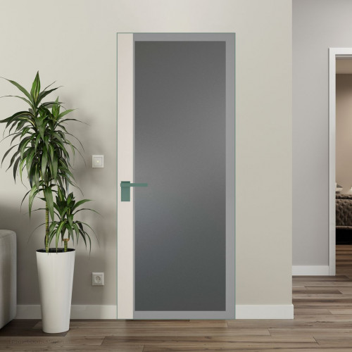 Межкомнатная дверь ProfilDoors 6 AGK цвет Мателюкс графит серый прокрас вставка Перламутр белый кромка Зеленый воск
