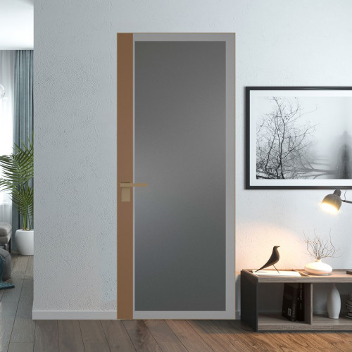 Межкомнатная дверь ProfilDoors 6 AGK цвет Мателюкс графит серый прокрас вставка Перламутр золото кромка Шампань