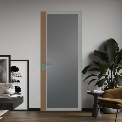 Межкомнатная дверь ProfilDoors 6 AGK цвет Мателюкс графит серый прокрас вставка Перламутр золото кромка Зеленый воск