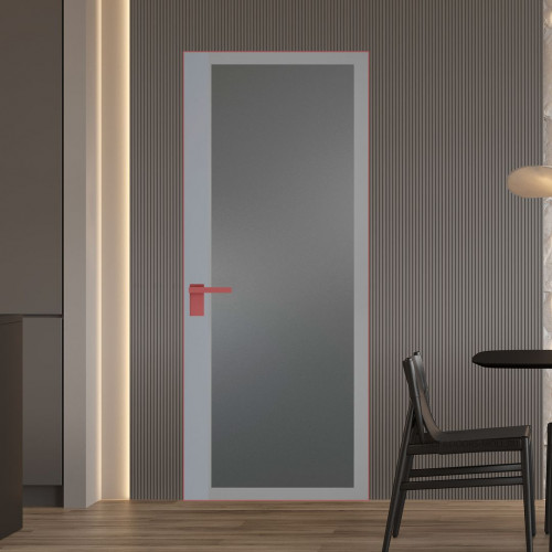 Межкомнатная дверь ProfilDoors 6 AGK цвет Мателюкс графит серый прокрас вставка Смоки кромка Красный антрацит