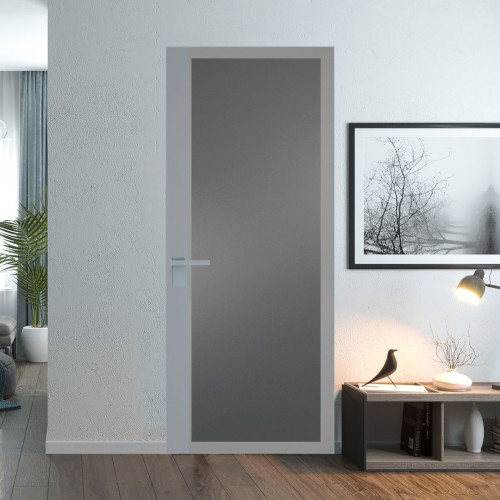 Межкомнатная дверь ProfilDoors 6 AGK цвет Мателюкс графит серый прокрас вставка Смоки кромка Серебро
