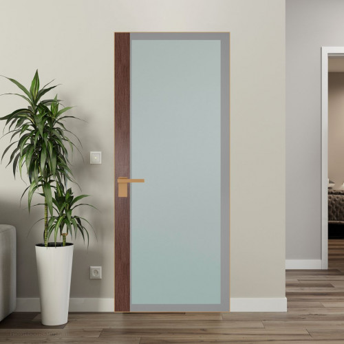 Межкомнатная дверь ProfilDoors 6 AGK цвет Мателюкс серый прокрас вставка Дуб Тобакко кромка Золото