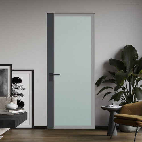 Межкомнатная дверь ProfilDoors 6 AGK цвет Мателюкс серый прокрас вставка Графит кромка Черный матовый