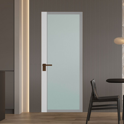 Межкомнатная дверь ProfilDoors 6 AGK цвет Мателюкс серый прокрас вставка Крем Вайт кромка Деорэ
