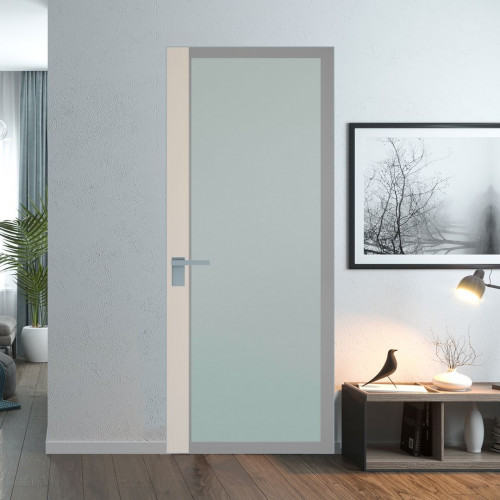 Межкомнатная дверь ProfilDoors 6 AGK цвет Мателюкс серый прокрас вставка Кремовая Магнолия кромка Матовая