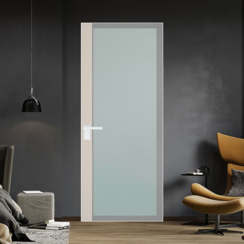 Межкомнатная дверь ProfilDoors 6 AGK цвет Мателюкс серый прокрас вставка Кремовая Магнолия кромка Вайт