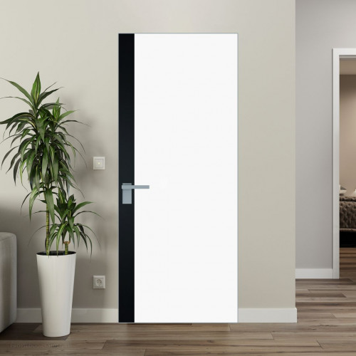 Межкомнатная дверь ProfilDoors 6 AGK цвет Монохром белый просветленный триплекс вставка Блэк кромка Серебро