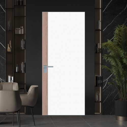 Межкомнатная дверь ProfilDoors 6 AGK цвет Монохром белый просветленный триплекс вставка Дуб Сонома кромка Матовая