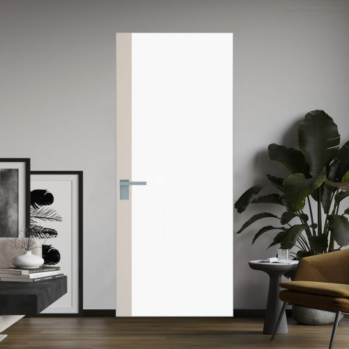 Межкомнатная дверь ProfilDoors 6 AGK цвет Монохром белый просветленный триплекс вставка Кремовая Магнолия кромка Матовая
