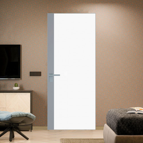 Межкомнатная дверь ProfilDoors 6 AGK цвет Монохром белый просветленный триплекс вставка Смоки кромка Матовая