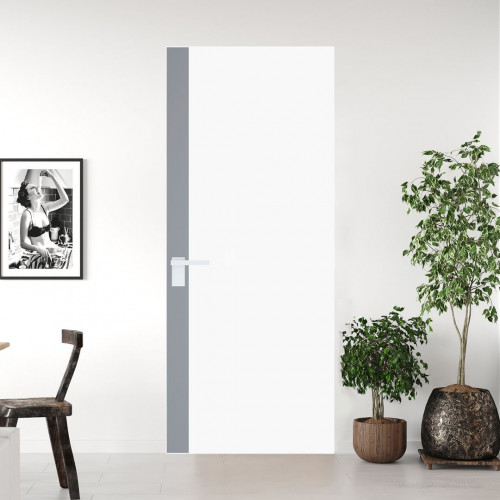 Межкомнатная дверь ProfilDoors 6 AGK цвет Монохром белый просветленный триплекс вставка Смоки кромка Вайт
