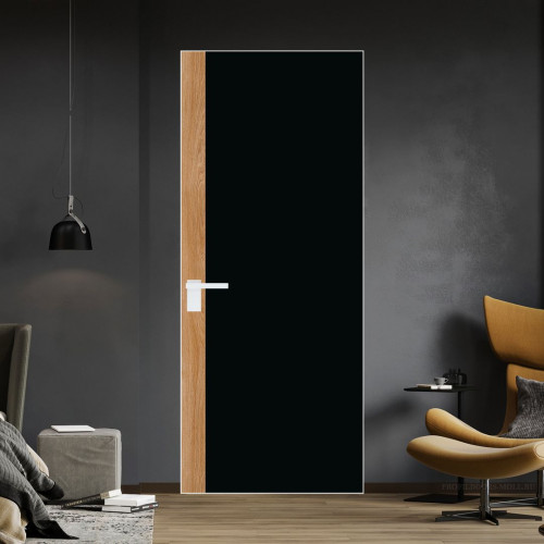 Межкомнатная дверь ProfilDoors 6 AGK цвет Монохром черный триплекс вставка Дуб Карамель кромка Вайт