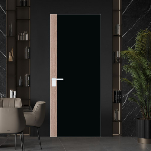 Межкомнатная дверь ProfilDoors 6 AGK цвет Монохром черный триплекс вставка Дуб Сонома кромка Вайт