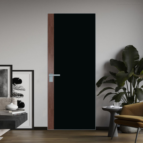 Межкомнатная дверь ProfilDoors 6 AGK цвет Монохром черный триплекс вставка Дуб Тобакко кромка Матовая