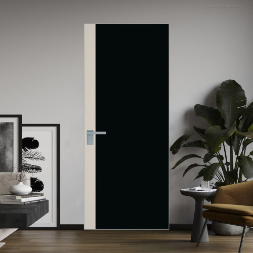Межкомнатная дверь ProfilDoors 6 AGK цвет Монохром черный триплекс вставка Кремовая Магнолия кромка Матовая
