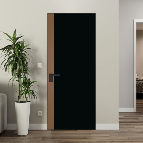 Межкомнатная дверь ProfilDoors 6 AGK цвет Монохром черный триплекс вставка Перламутр золото кромка Черный матовый