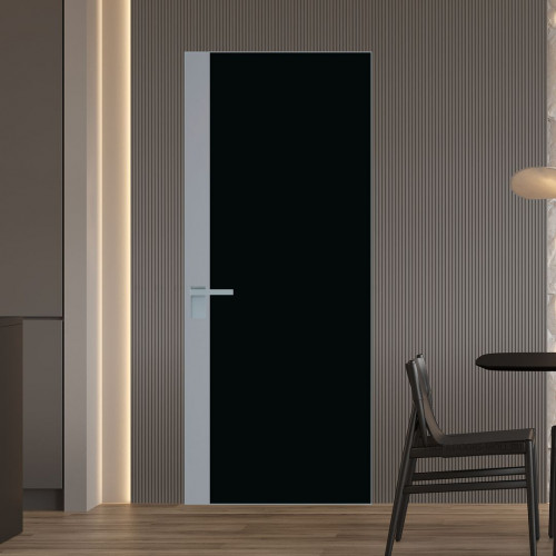 Межкомнатная дверь ProfilDoors 6 AGK цвет Монохром черный триплекс вставка Смоки кромка Матовая