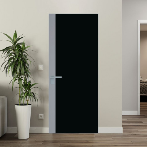 Межкомнатная дверь ProfilDoors 6 AGK цвет Монохром черный триплекс вставка Смоки кромка Серебро