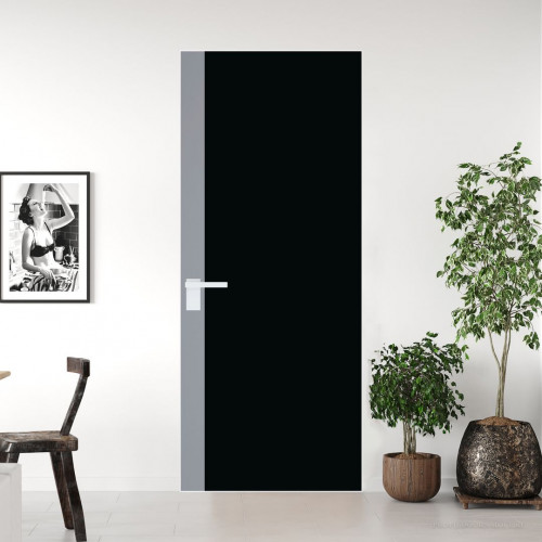 Межкомнатная дверь ProfilDoors 6 AGK цвет Монохром черный триплекс вставка Смоки кромка Вайт