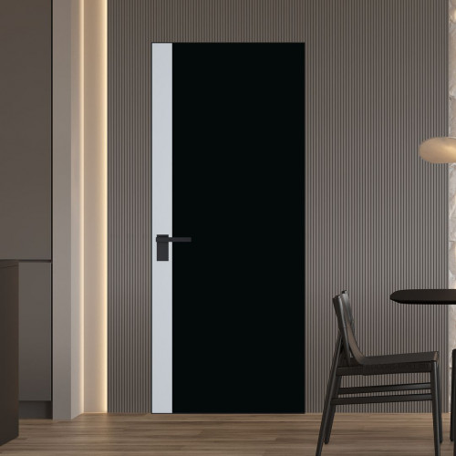 Межкомнатная дверь ProfilDoors 6 AGK цвет Монохром черный триплекс вставка Вайт кромка Черный матовый